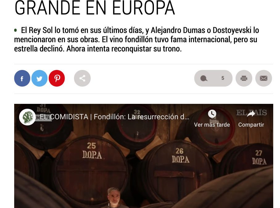 El Fondillón en El País con un Vídeo